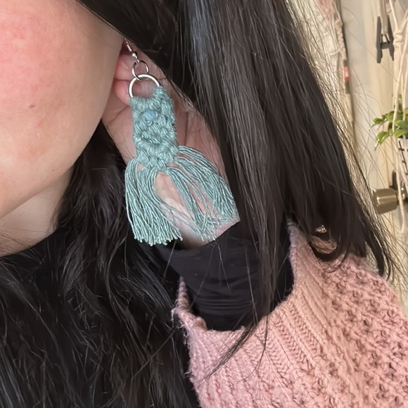 🏹BoHeMiAn EaRrInGs 🏹 »-»MaCrÄmË wOvEn FiBeR aRtWoRk«—« bOhO sTyLe|| by Laney - Picture 7 of 16